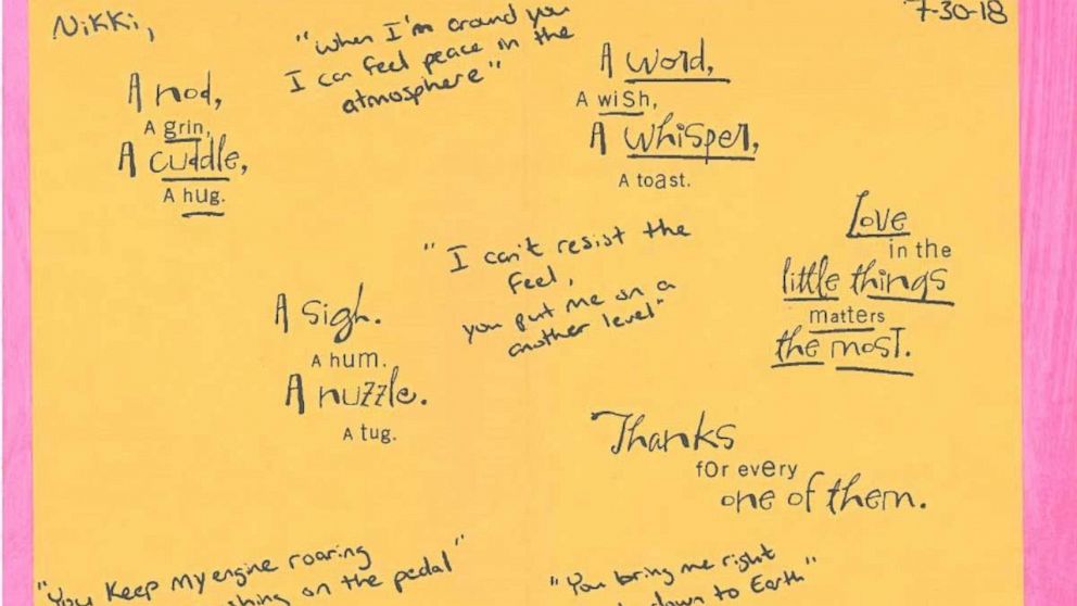 PHOTO: In a second letter to his mistress Nichol Kessinger, Chris Watts wrote "I can't resist the feel, you put me on another level" only weeks before he murdered his wife and children.