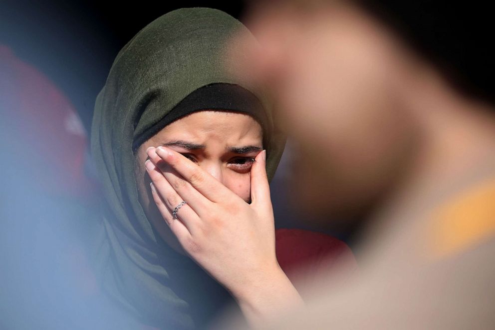 PHOTO:A family member of a victim cries after the High Court after the judgement and the last day of the sentencing hearing for Australian Brenton Tarrant in Christchurch, New Zealand, on Aug. 27, 2020.