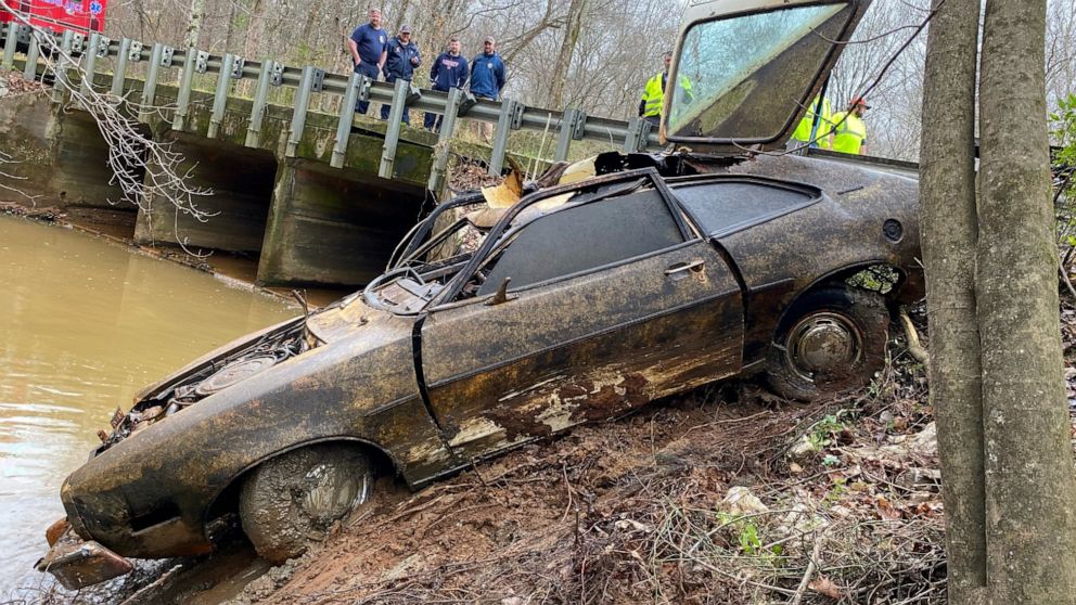 PHOTO: Kyle Clinkscales' white 1974 Ford Pinto was found in a creek on Dec. 7, 2021, after disappearing on Jan. 27, 1976.