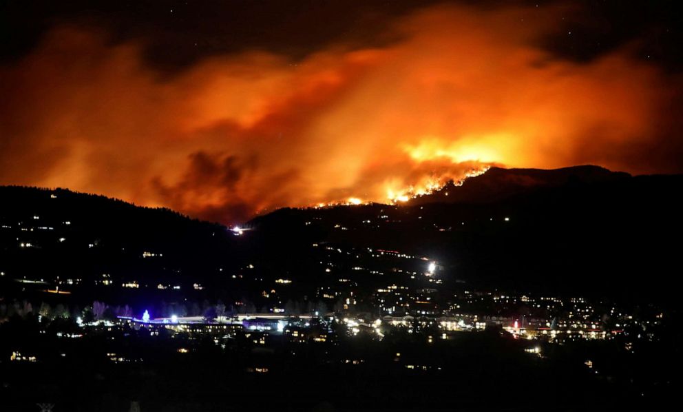 PHOTO: The Cameron Peak Fire, the largest wildfire in Colorado's history, burns outside Estes Park, Colorado, Oct. 16, 2020. 
