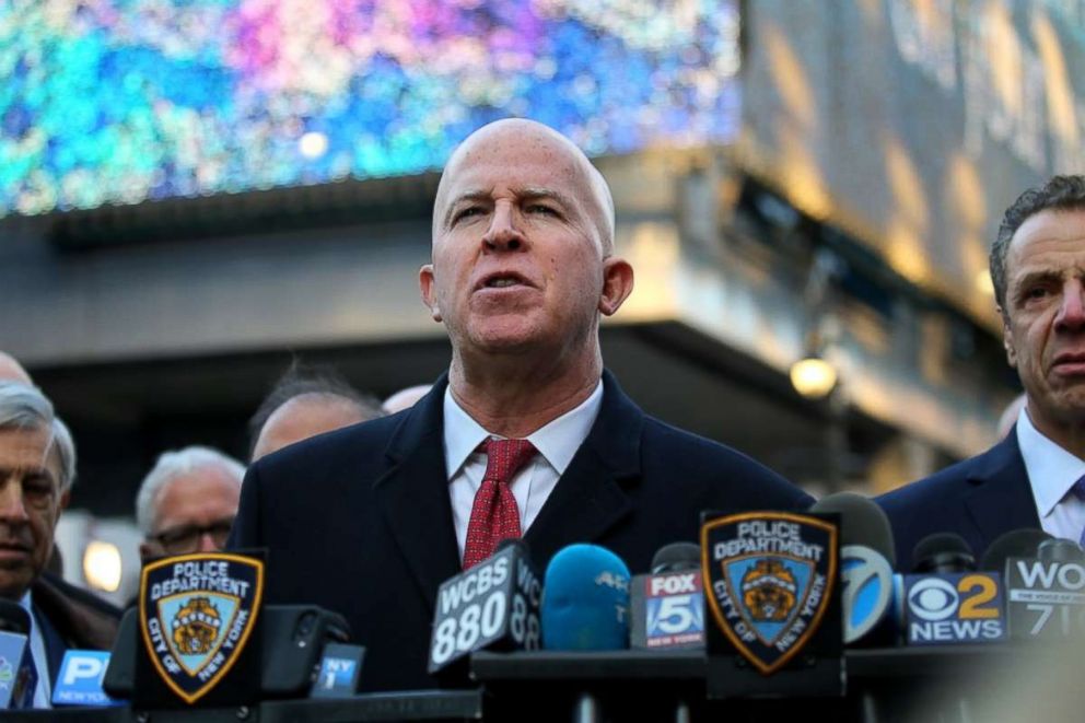 PHOTO: New York Police Commissioner James P. O'Neill speaks at a press conference outside the Port Authority Bus Terminal following reports of a confirmed explosion in New York, Dec. 11, 2017. 