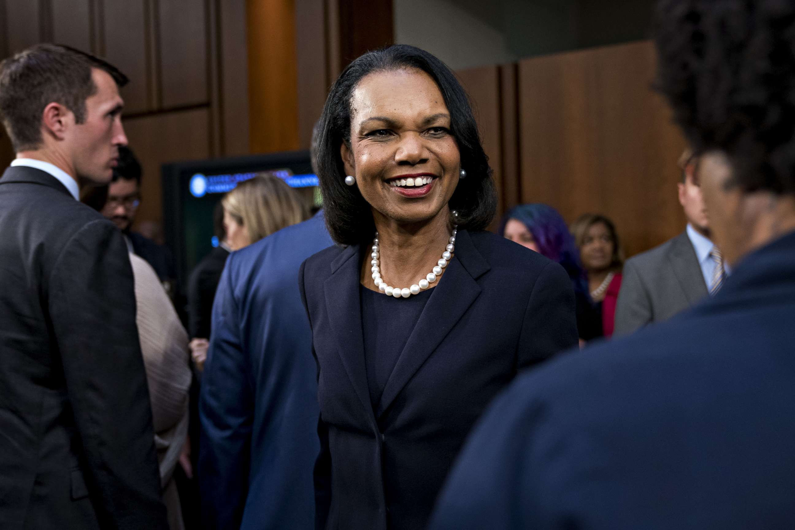 PHOTO: Condoleezza Rice arrives to introduce Brett Kavanaugh, U.S. Supreme Court associate justice nominee, Sept. 4, 2018. 