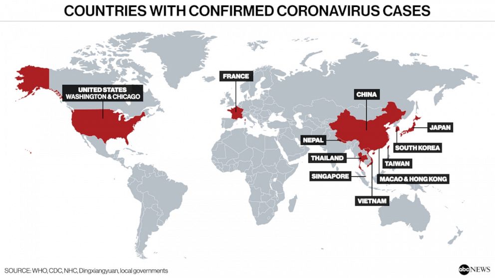 PHOTO: Countries with confirmed coronavirus cases