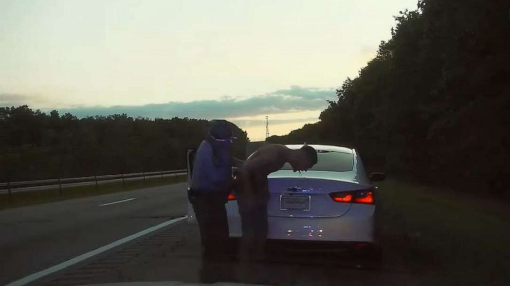 PHOTO: A police officer in Ohio saved the life of a man who was choking on a bag of marijuana that he allegedly tried to swallow after he was pulled over for speeding at an undisclosed date in footage released on July 8, 2021.