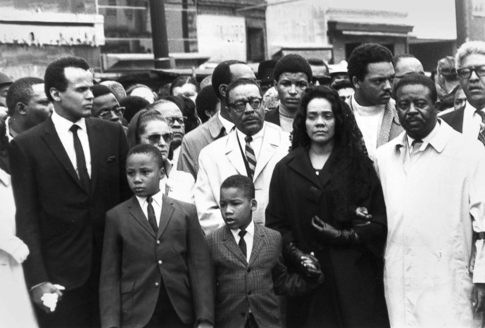 PHOTO: Coretta Scott King, wife of Dr. Martin Luther King Jr., leads a silent memorial march in her husband's memory, April 8, 1968, following his assassination in Memphis, Tenn.