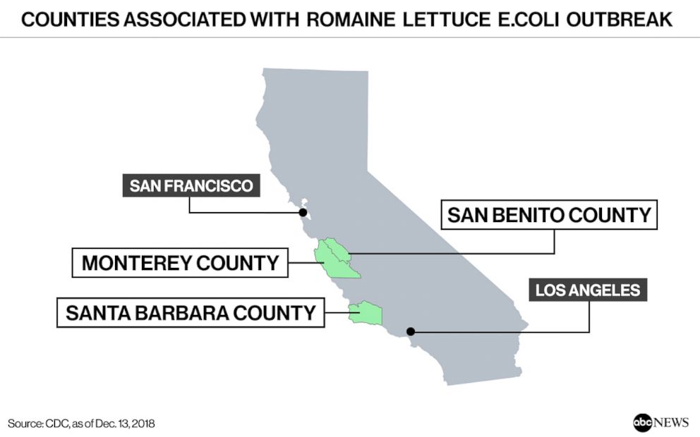 PHOTO: Counties Associated with E Coli Outbreak
