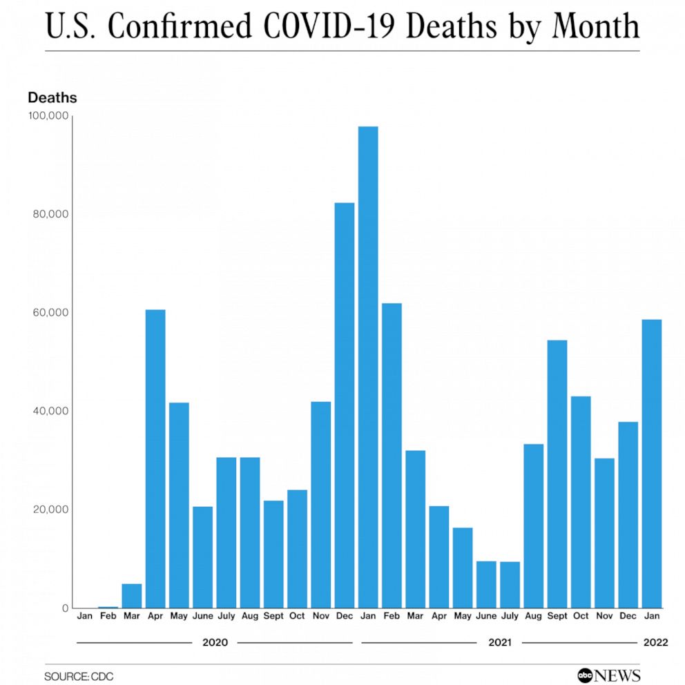 PHOTO: U.S. Confirmed COVID-19 Deaths by Month