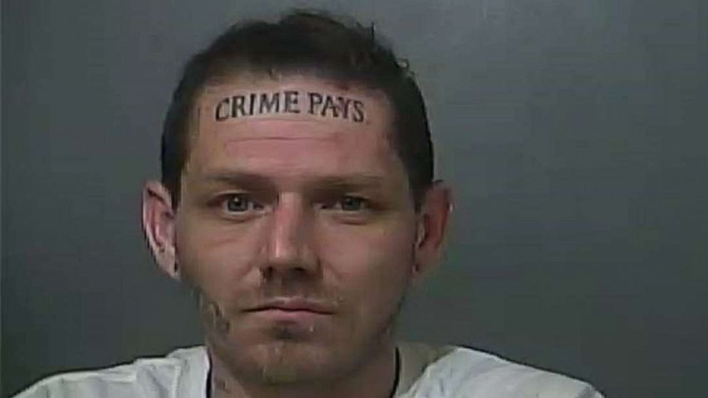 Man With Huge Forehead Tattoo Saying Crime Pays Back In Jail Again After Police Chase Abc News