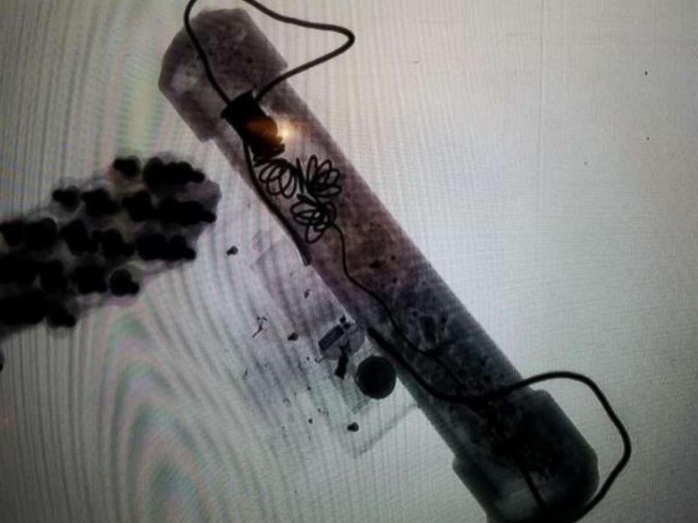 PHOTO: An x-ray of the explosive device that was intersected en route to former President Obamas residence in Washington, on Oct. 24, 2018,