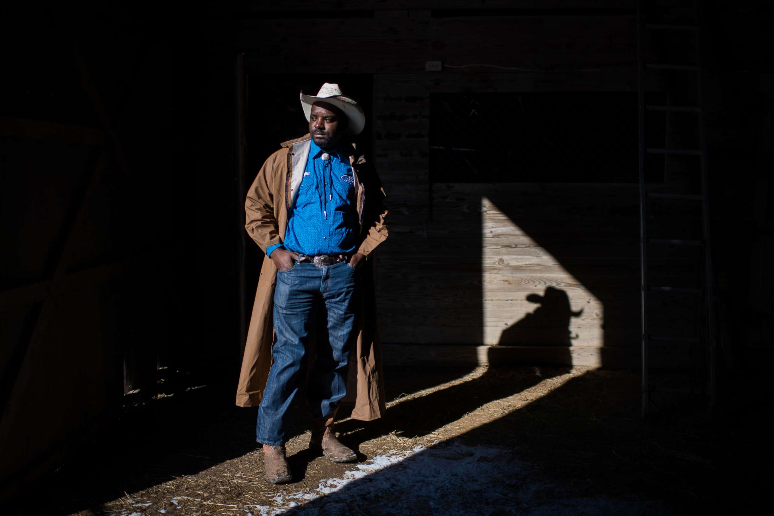 PHOTO: A cowboy named Jessie poses for a portrait at his barn near Cleveland, Miss.