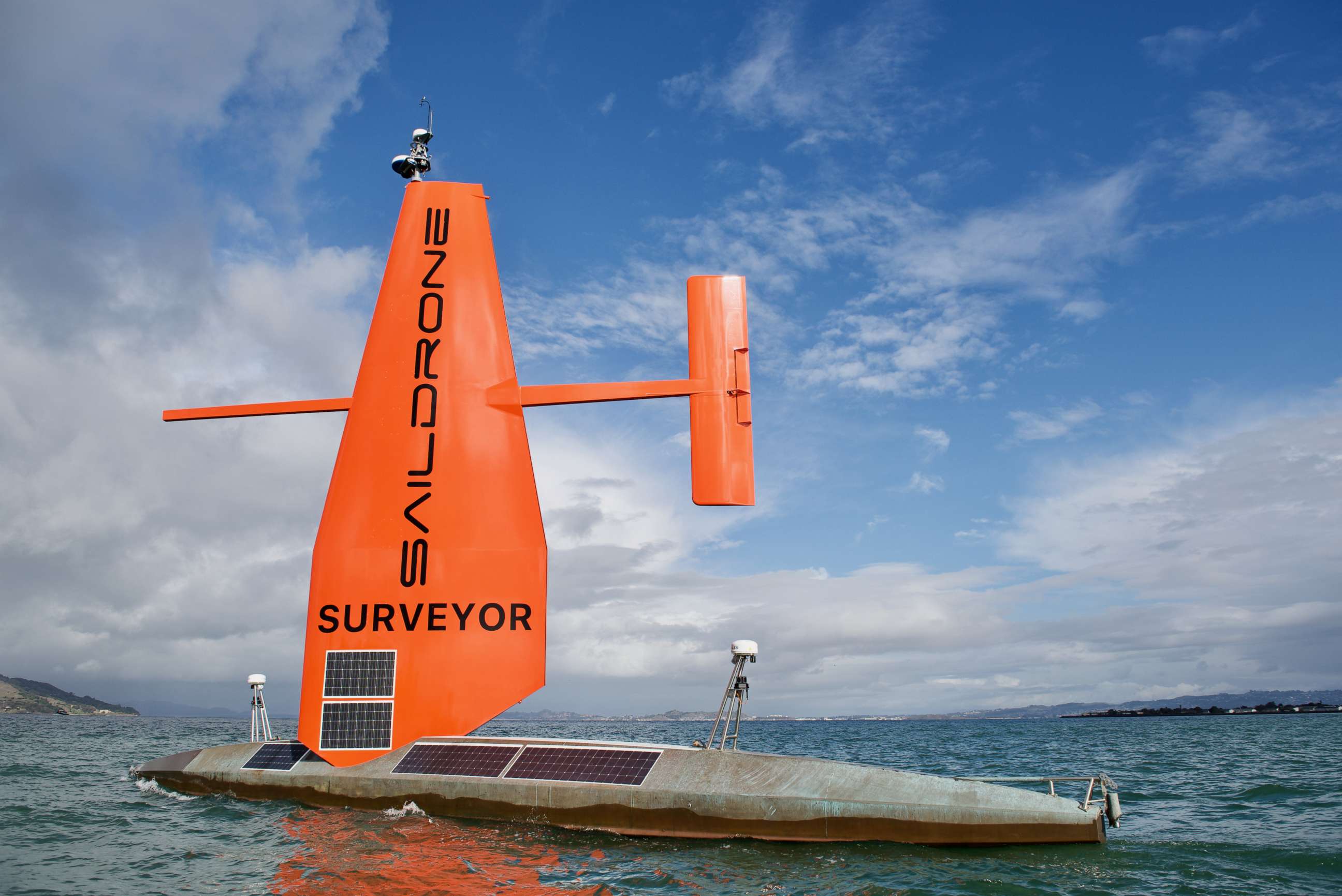 PHOTO: The Saildrone Surveyor is pictured during sea trials in the San Francisco Bay, in an undated handout photo.