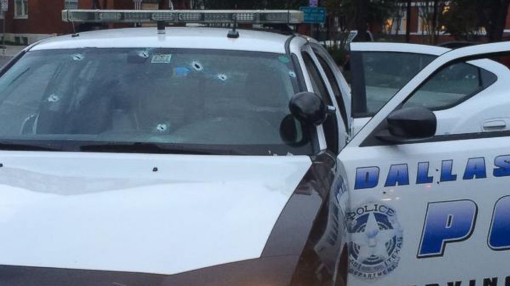 PHOTO: A June 13, 2015, photo tweeted by the Dallas Police Department showing a squad car that was fired upon.