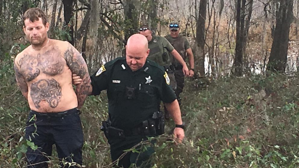 PHOTO: Daniel Christopher Booth, 36, of Baker County, Florida, was arrested by the Suwannee County Sheriff's Office near where he worked after trying to escape from the police by jumping into a pond and holding his breath on Jan. 15, 2020.