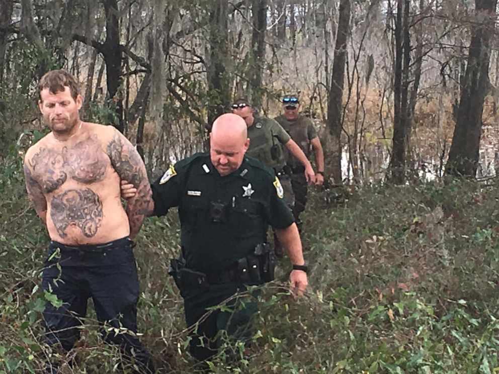 PHOTO: Daniel Christopher Booth, 36, of Baker County, Florida, was arrested by the Suwannee County Sheriff's Office near where he worked after trying to escape from the police by jumping into a pond and holding his breath on Jan. 15, 2020.