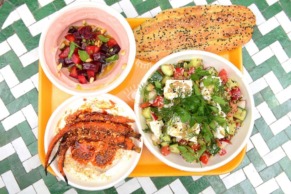 PHOTO: Dez Beets, Carrots, Seeds & Veg Salad, Nigella & Sesame Flatbread.