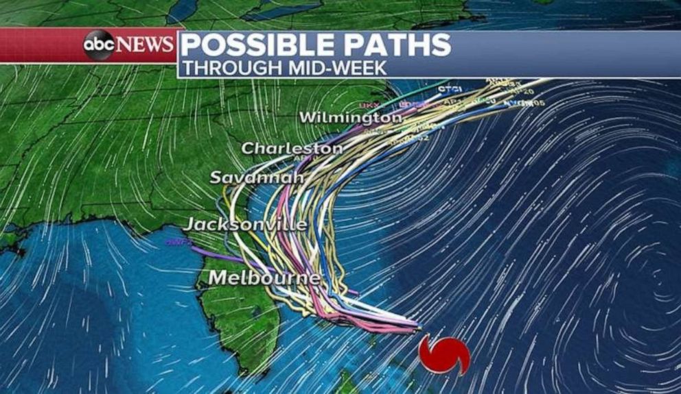 PHOTO: Hurricane Dorian's possibly path has changed multiple times over the past week.