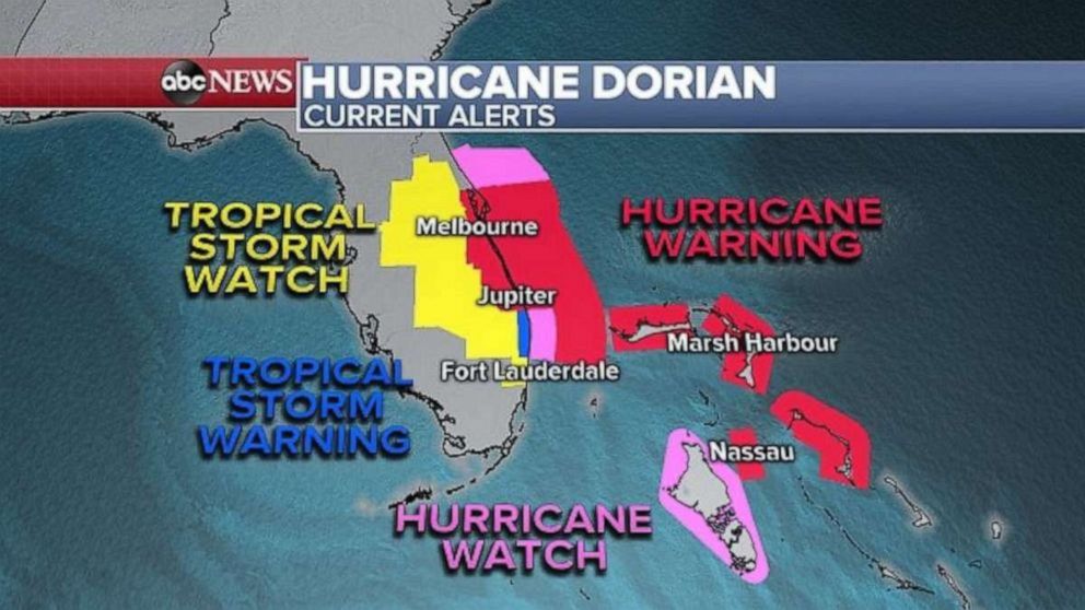 PHOTO: Hurricane warnings are in effect in parts of the eastern coast of Florida on Monday morning.