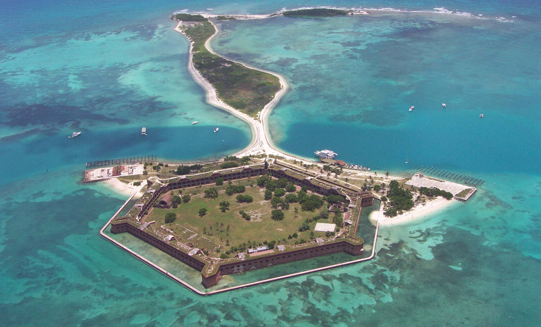 PHOTO: Aerial view of Dry Tortugas National Park, 70 miles west of Key West, Fla.