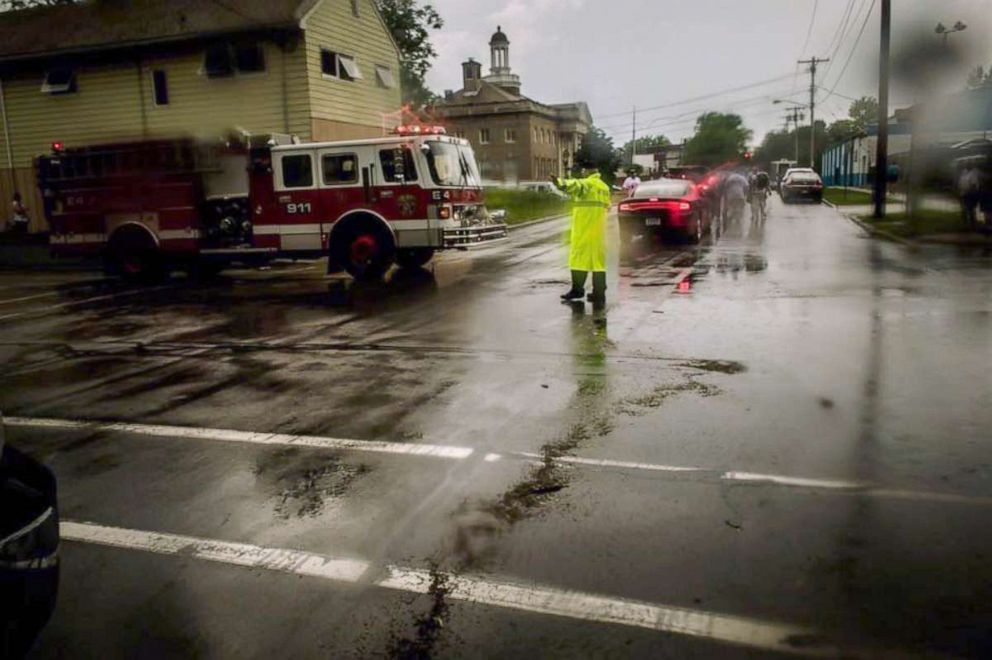 PHOTO: A traffic control officer directs a fire truck through a street intersection in North Tonawanda, N.Y. as seen in an image posted by the Live Hose Company #4 to their Facebook page.