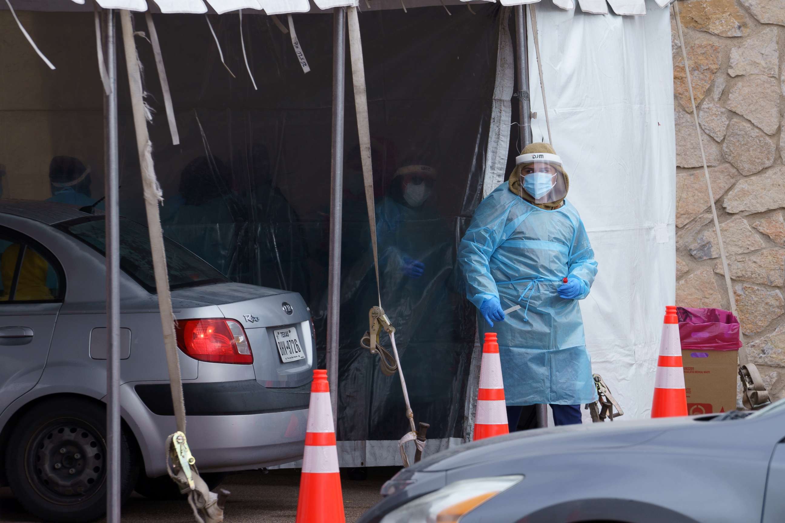 PHOTO: Nurses work at a coronavirus disease (COVID-19) test site at the University of Texas El Paso in El Paso, Texas, U.S., October 27, 2020. 