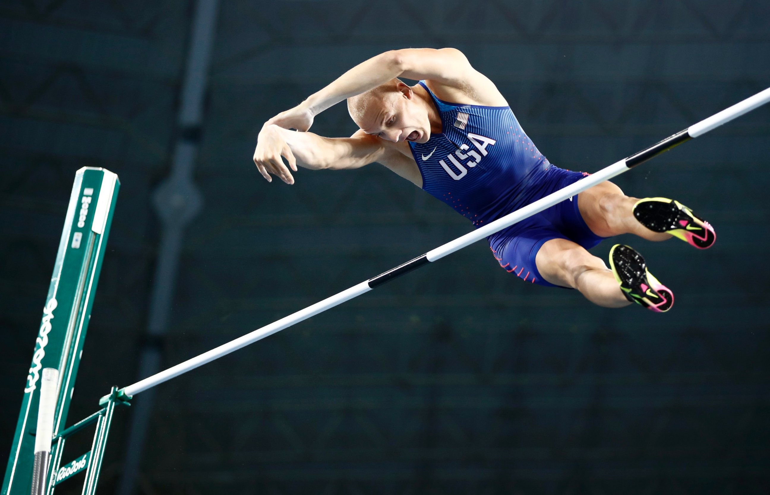 PHOTO: Sam Kendricks of the USA competes in the Men's Pole Vault final of the Rio 2016 Olympic Games Athletics, Track and Field events at the Olympic Stadium in Rio de Janeiro, Brazil, Aug. 15, 2016. 