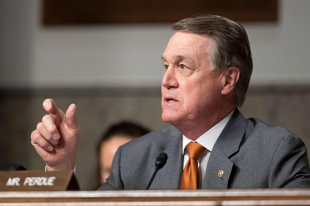 PHOTO: FILE - In this Dec. 3, 2019, file photo, Sen. David Perdue, R-Ga., speaks during a hearing of the Senate Armed Services Committee in Washington. 