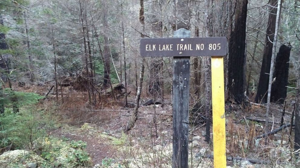 PHOTO: This is an undated trail sign at the beginning of the Elk Lakes Trail in Olympic National Park in Washington.