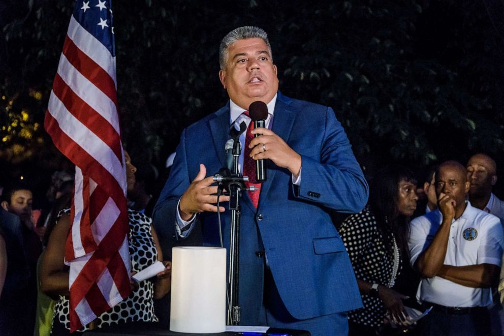 PHOTO: Brooklyn District Attorney Eric Gonzalez speaks at an event, Aug. 8, 2019 in the Brooklyn borough of New York City.