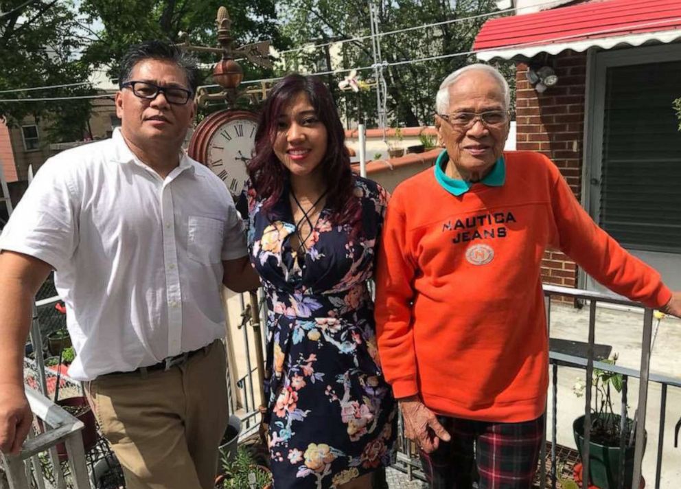 PHOTO: Erwin Lambrento, left, his daughter Cara Lambrento and her grandfather are seen in this undated photo from before Erwin Lambrento died from COVID-19. 