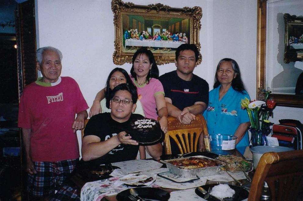PHOTO: Erwin Lambrento celebrates his birthday with family in an undated photo from before he died from COVID-19. 