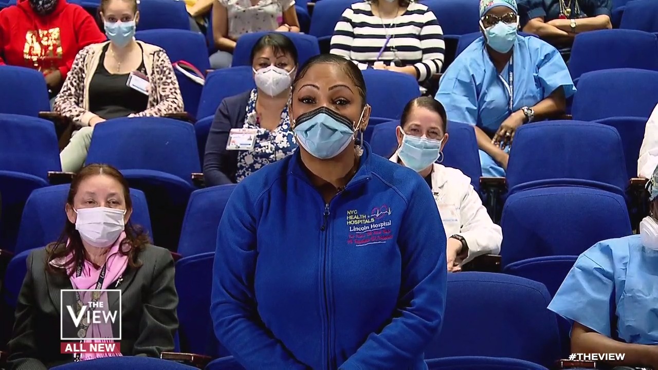 PHOTO: Head Nurse at Lincoln Hospital in the Bronx Eva Calo opens up about being on the frontlines of the coronavirus pandemic on "The View" Friday, May 8, 2020.