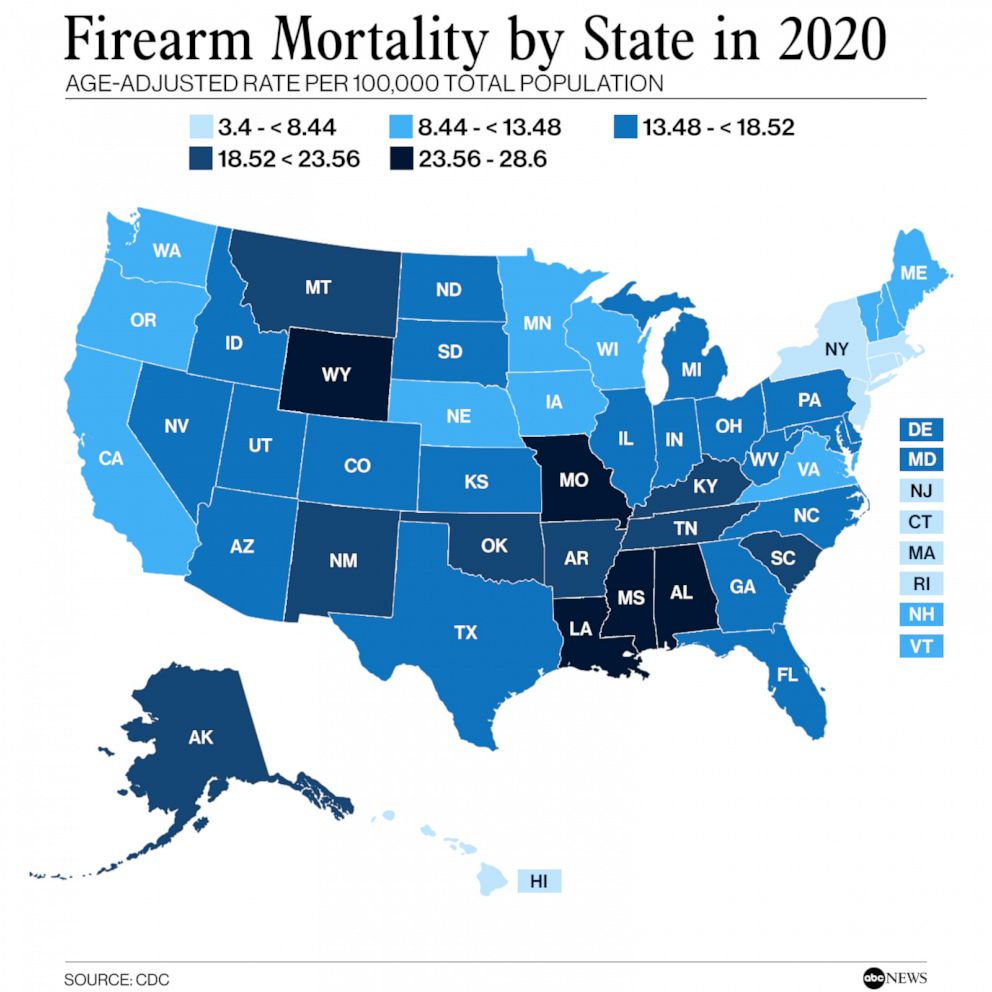 PHOTO: Firearm Mortality by State in 2020