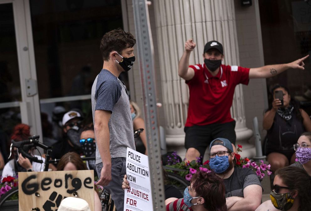 PHOTO: MINNEAPOLIS, MN - JUNE 6: Minneapolis Mayor Jacob Frey leaves a demonstration calling for the Minneapolis Police Department to be defunded on June 6, 2020 in Minneapolis, Minnesota. 