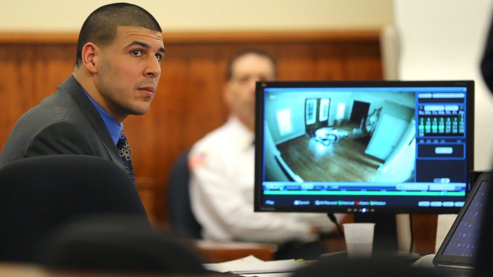 PHOTO: Closing arguments in the Aaron Hernandez trial for the murder of Odin Llyod at Fall River Superior Court, on April 7, 2015, in Fall River, Mass.