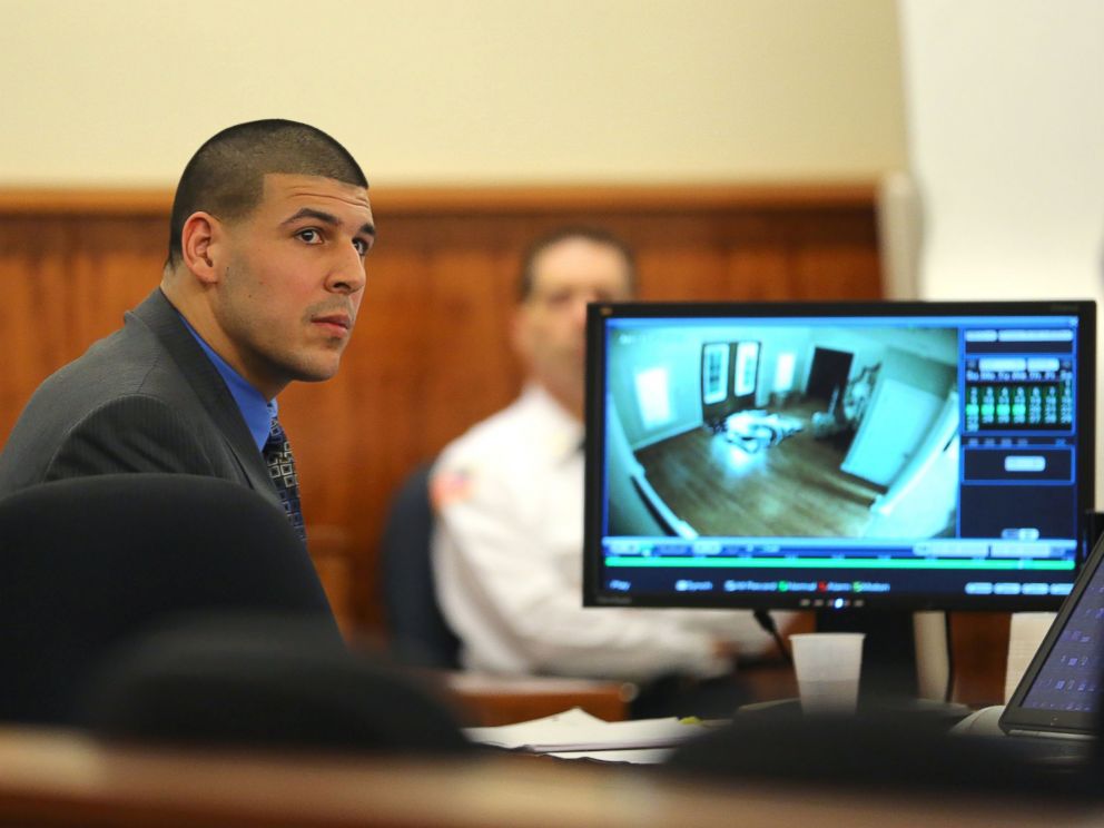 PHOTO: Closing arguments in the Aaron Hernandez trial for the murder of Odin Llyod at Fall River Superior Court, on April 7, 2015, in Fall River, Mass.