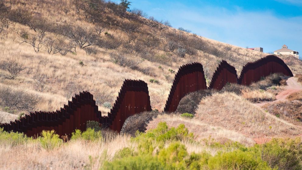 A section of the border fence is seen in Nogales, Arizona, on February 17, 2017, on the US-Mexico border.
