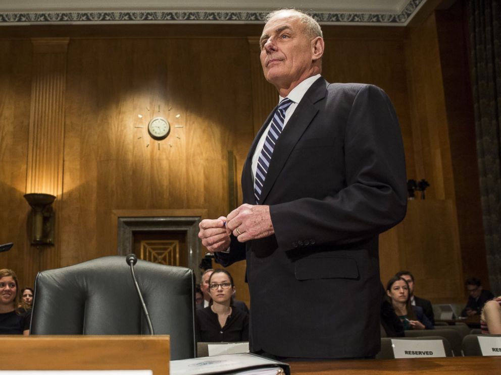 PHOTO: Secretary of Homeland Security John Kelly arrives before testifying during a Senate Homeland Security Committee hearing on April 5, 2017 on Capitol Hill in Washington, D.C.