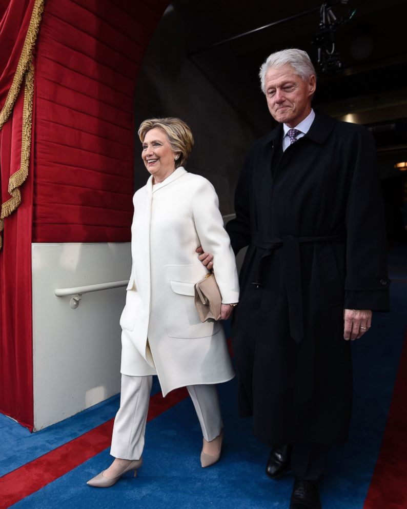 PHOTO: Former US President Bill Clinton and First Lady Hillary Clinton arrive for the Presidential Inauguration of Donald Trump at the US Capitol in Washington, Jan. 20, 2017. 