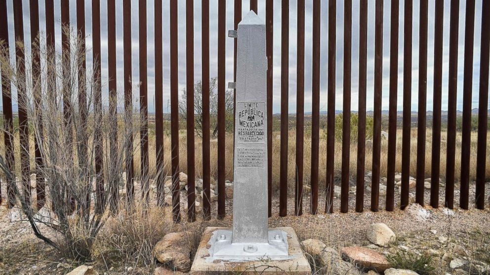 PHOTO: View of the border line with the marker between Mexico and the U.S in the community of Sasabe in Sonora state, Mexico, on January 13, 2017. 
