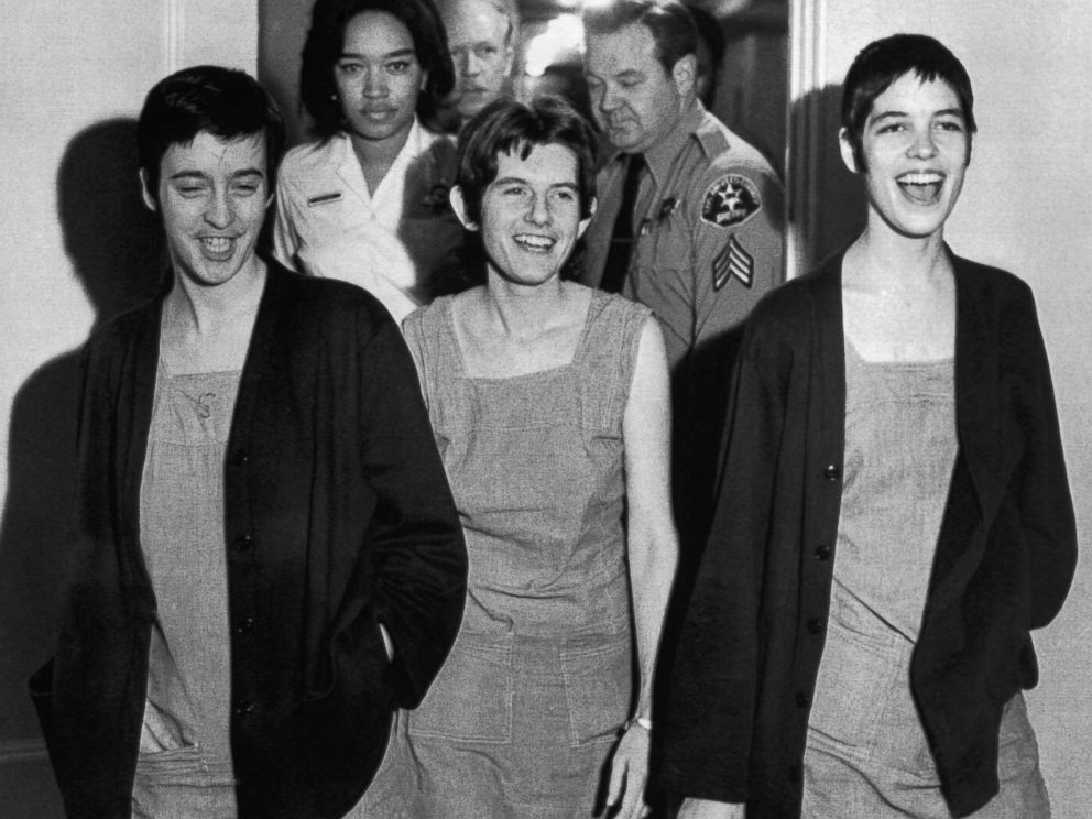 PHOTO: From left, Susan Denise Atkins, Patricia Krenwinkel and Leslie Van Houten laugh after receiving the death sentence for their part in the Tate-LaBianca killing at the order of Charles Manson, March 29, 1971.