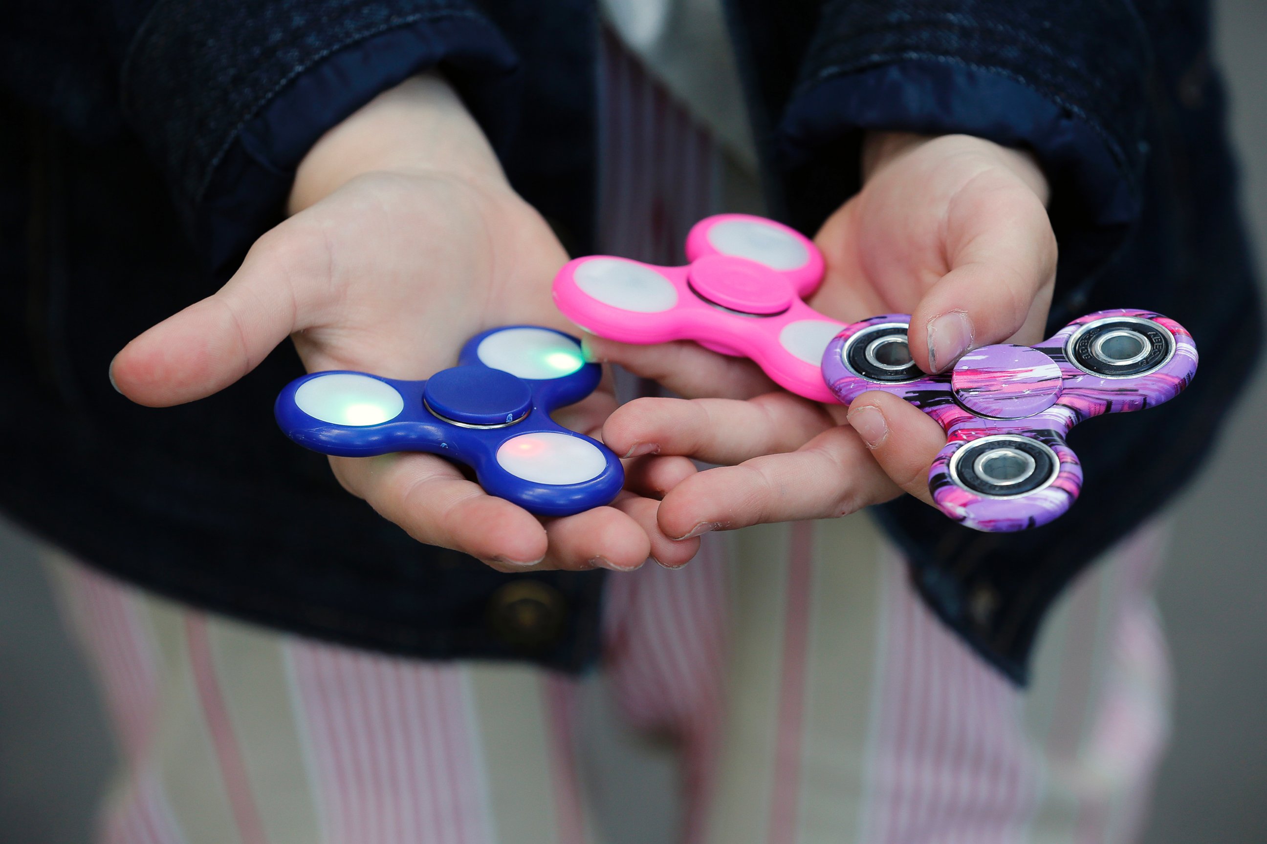 PHOTO: "Fidget Spinners" are being investigated by the Consumer Product Safety Commission after two separate cases of children swallowing parts of the gadget sparked concerns.