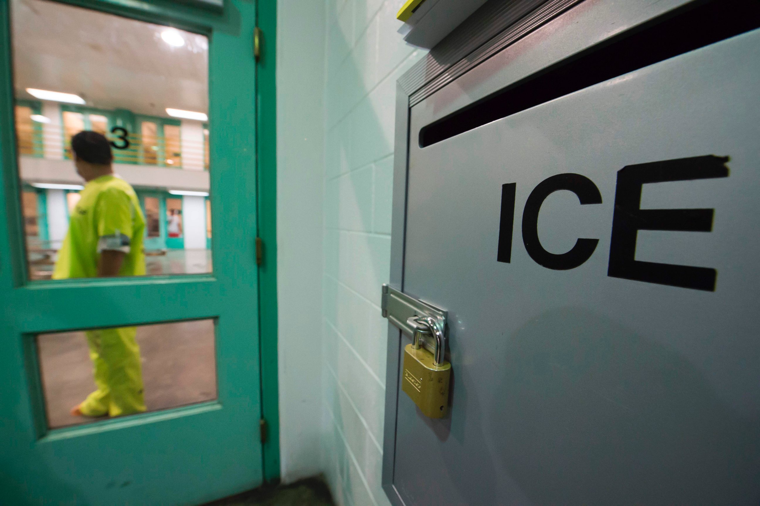 PHOTO: An immigration detainee stands near a U.S. Immigration and Customs Enforcement (ICE) grievance box in the high security unit at the Theo Lacy Facility, March 14, 2017 in Orange, California.
 