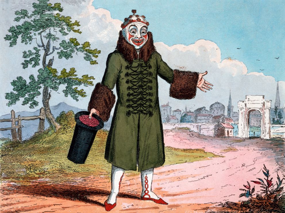 PHOTO: Joseph Grimaldi, face painted as a clown, singing All the worlds in Paris.