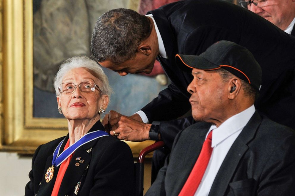 PHOTO: President Barack Obama presents Katherine G. Johnson with the Presidential Medal of Freedom during the 2015 Presidential Medal Of Freedom Ceremony at the White House, Nov. 24, 2015, in Washington.