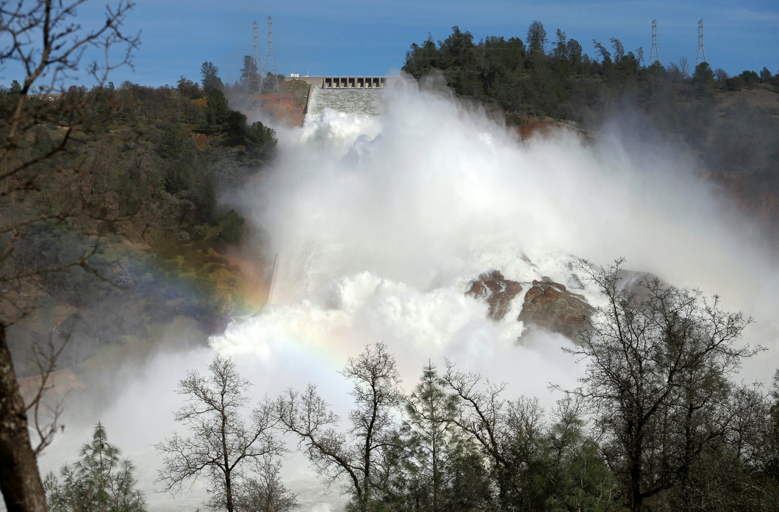 PHOTO: The Oroville Dam spillway overflows with runoff in Oroville, California, Feb. 14, 2017. 