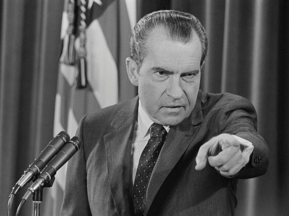PHOTO: President Richard Nixon holds a press conference.