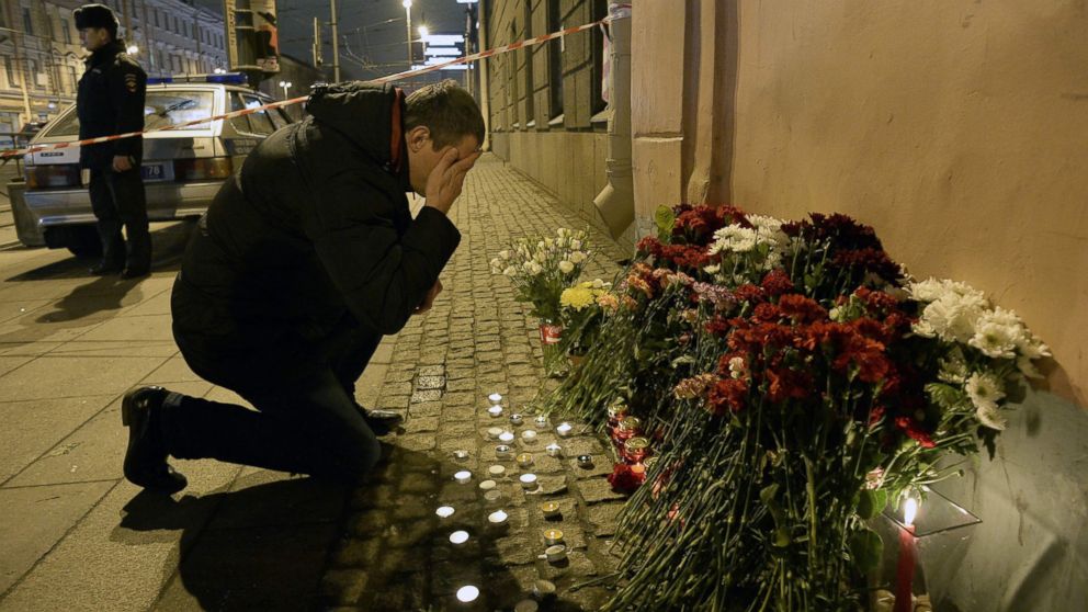 A man mourned victims of the blast, outside the Technological Institute station. President Vladimir Putin of Russia said an investigation was underway to determine if the explosion was an act of terrorism.  