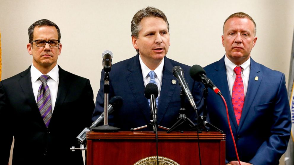 PHOTO: Acting U.S. Attorney Corey Amundson announces the findings regarding Federal Criminal Investigation of Alton Sterling at the U.S. Federal Court House on May 3, 2017, in Baton Rouge, Louisiana.