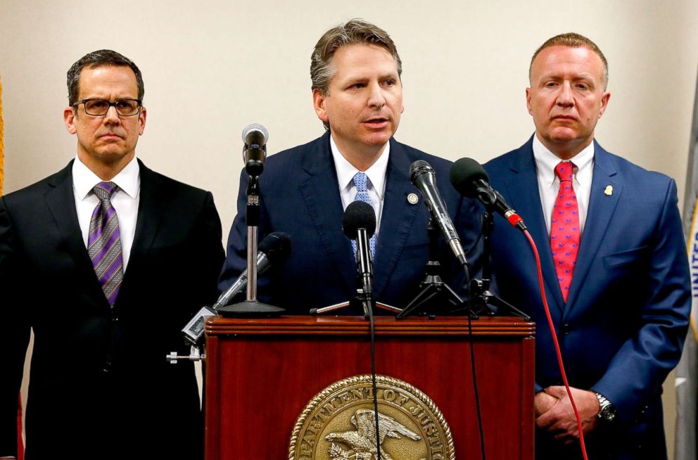 PHOTO: Acting U.S. Attorney Corey Amundson announces the findings regarding Federal Criminal Investigation of Alton Sterling at the U.S. Federal Court House on May 3, 2017, in Baton Rouge, Louisiana.