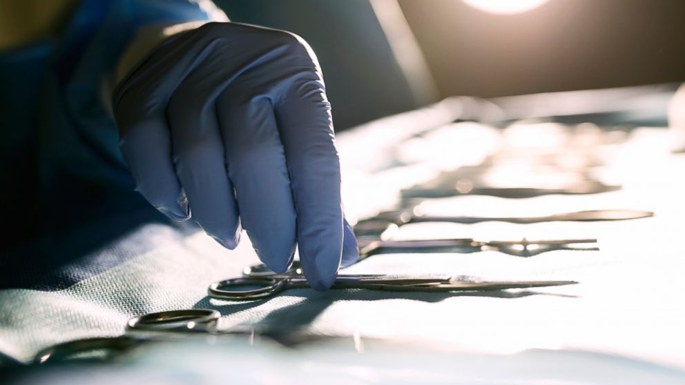 Surgical tools in an operating room.